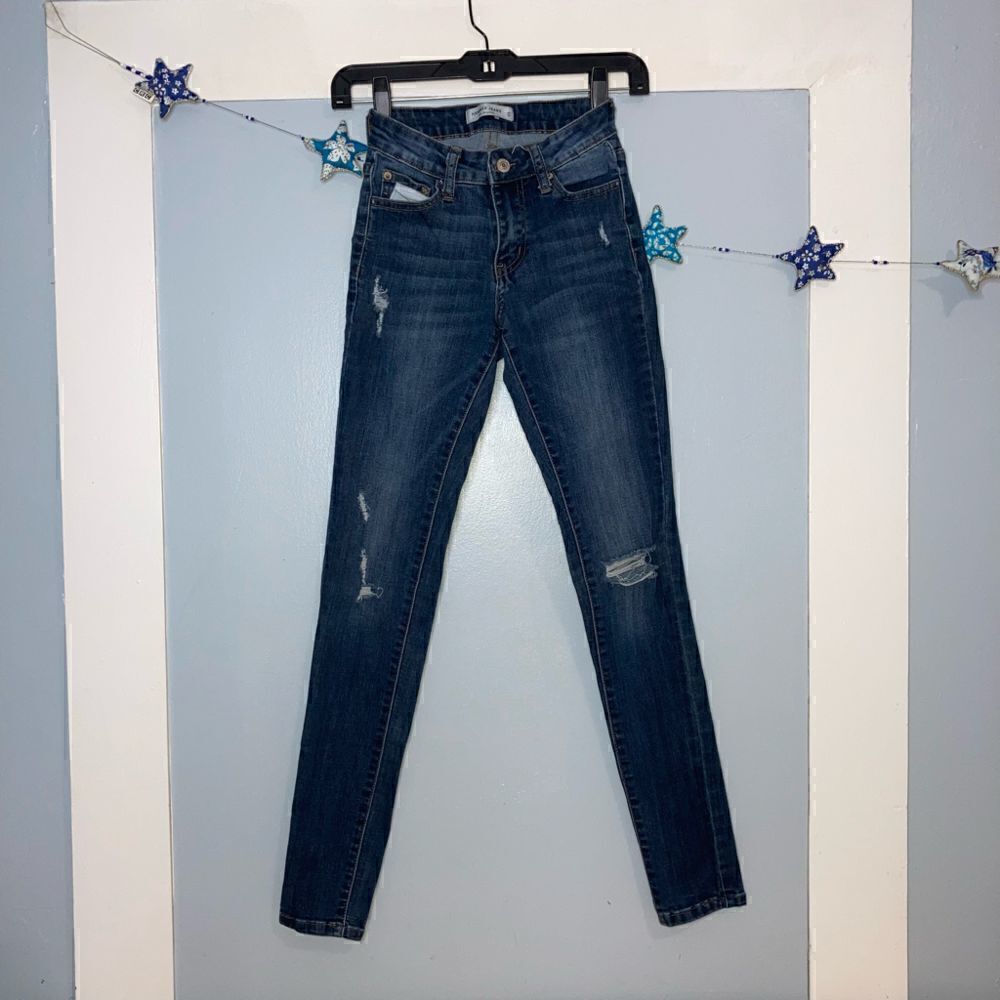 Hammer Jeans, Dark Indigo Wash Distressed Blue Jeans Skinny, Stretch Denim 0